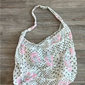 Free People Pink and Black Floral Shoulder Bag Beige